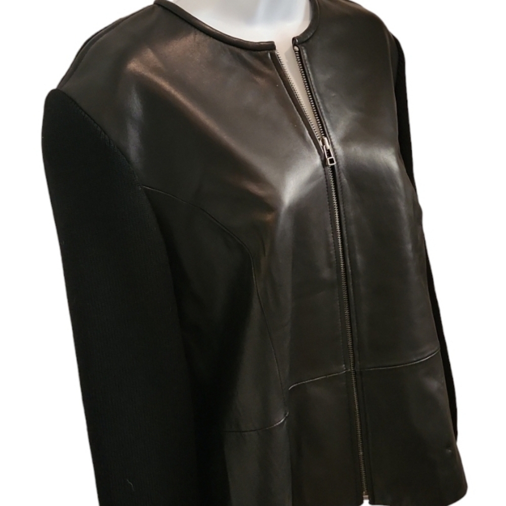 Nordstrom Lamb Leather Front Zip Jacket - Picture 3 of 6